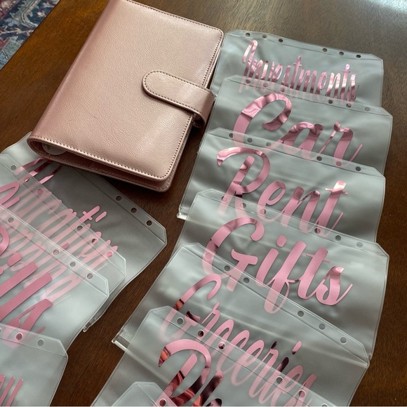 Rose Gold Cash Envelope Binder Wallet Budgeting System New - Picture 2 of 5